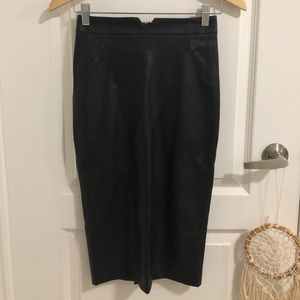 Zara Leather Midi Pencil Skirt